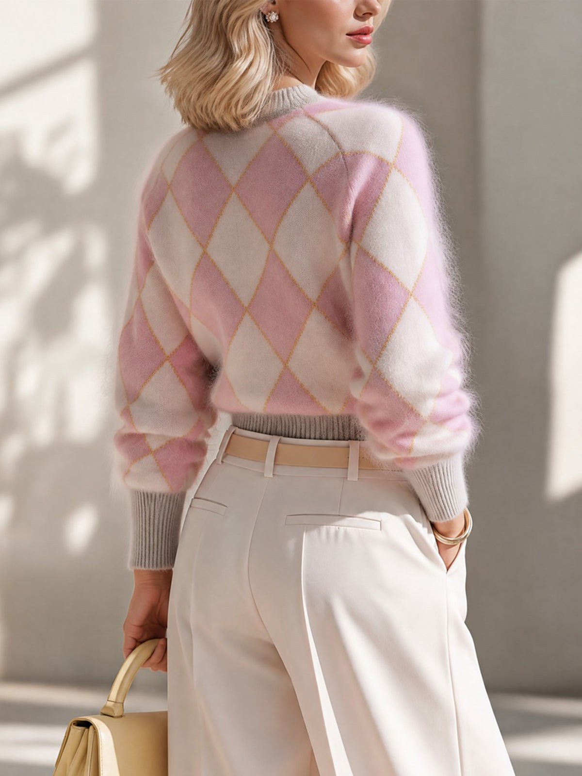 Argyle Mohair Blend Sweater Knitwear