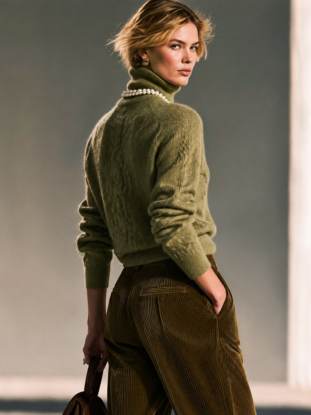 Elegant Cable Knit Turtleneck Sweater