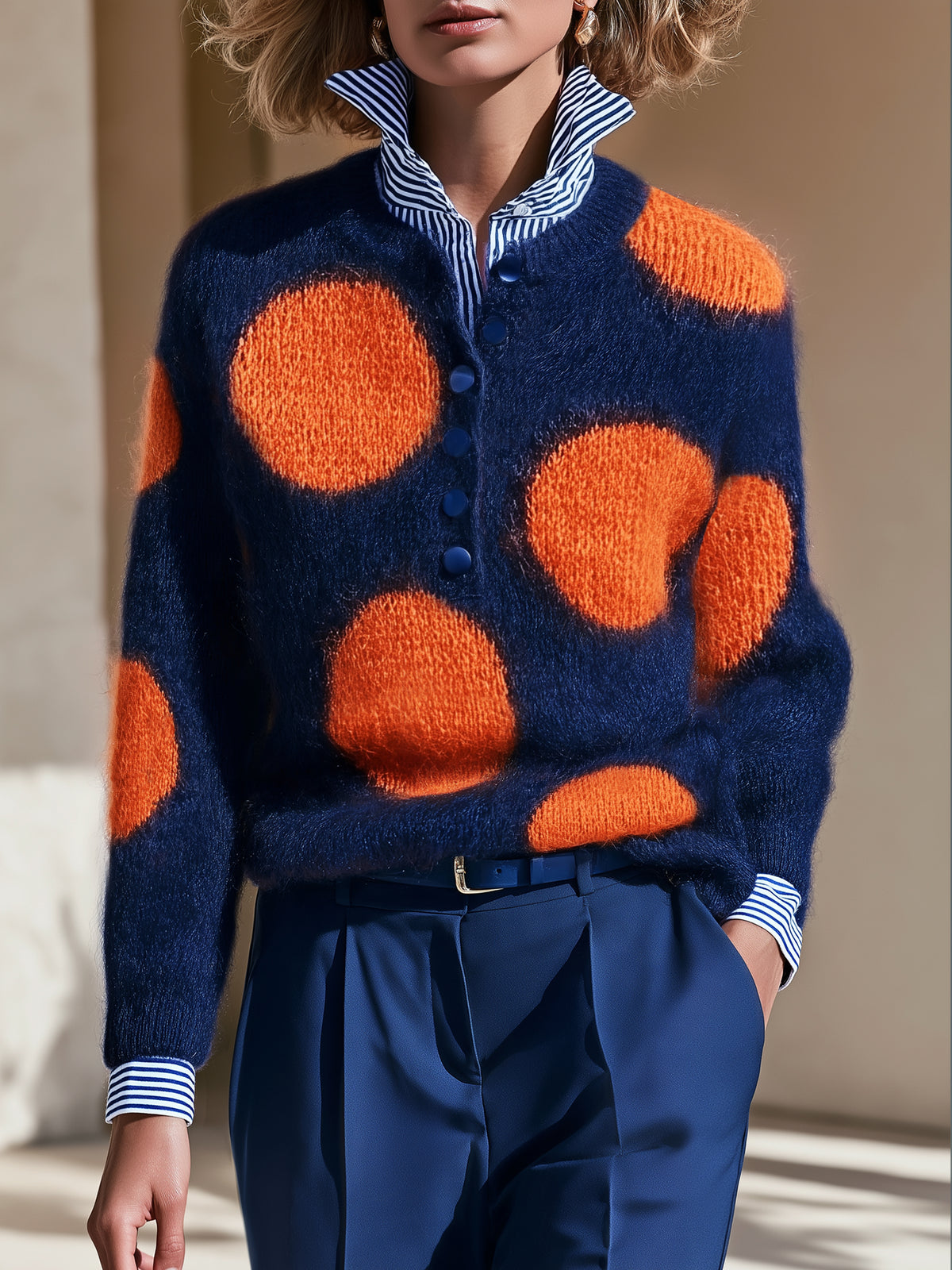 Fuzzy Polka Dot Mohair Sweater