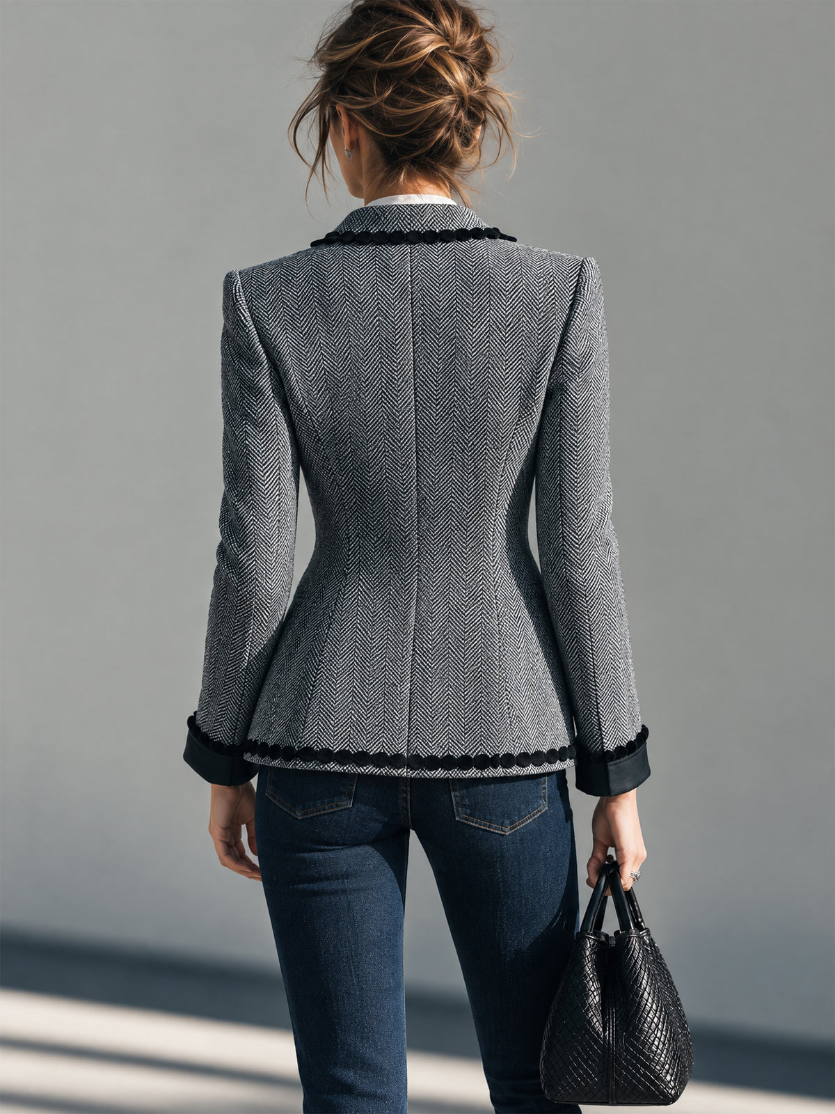 Herringbone Tailored Blazer Jacket