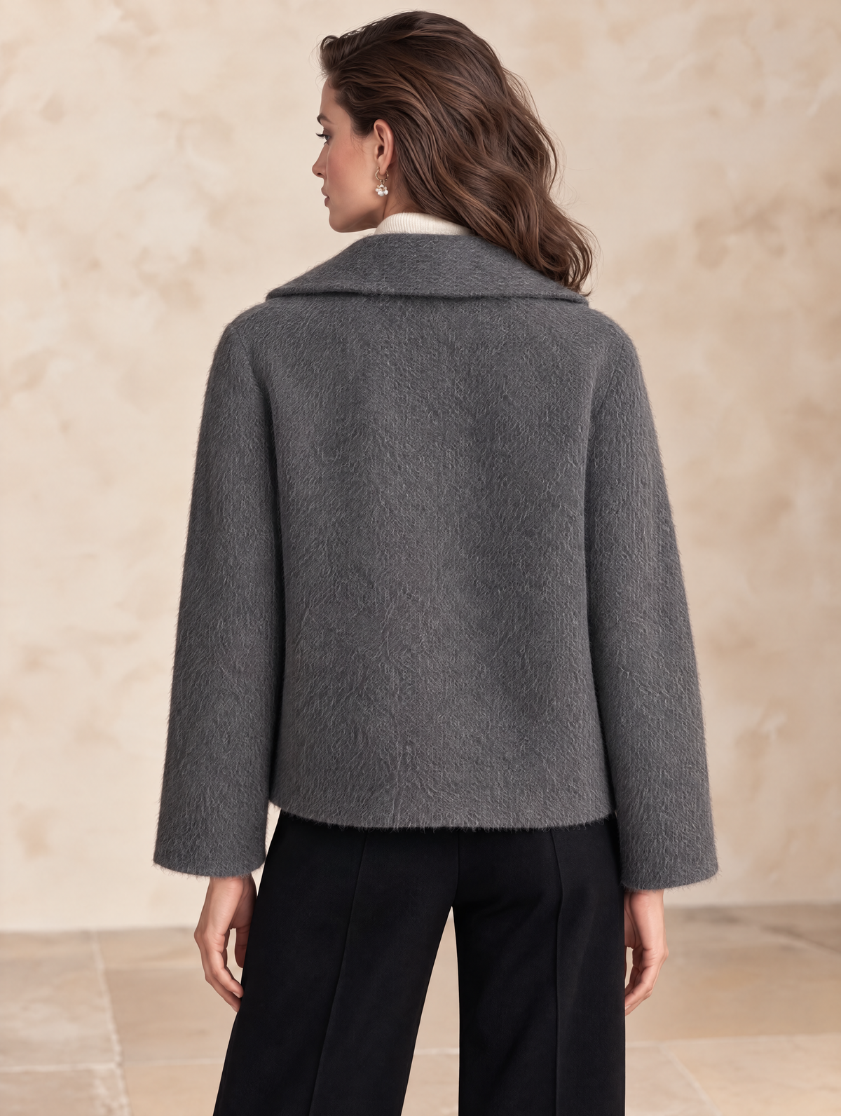 Charcoal Gray Notched-Lapel Wool Jacket