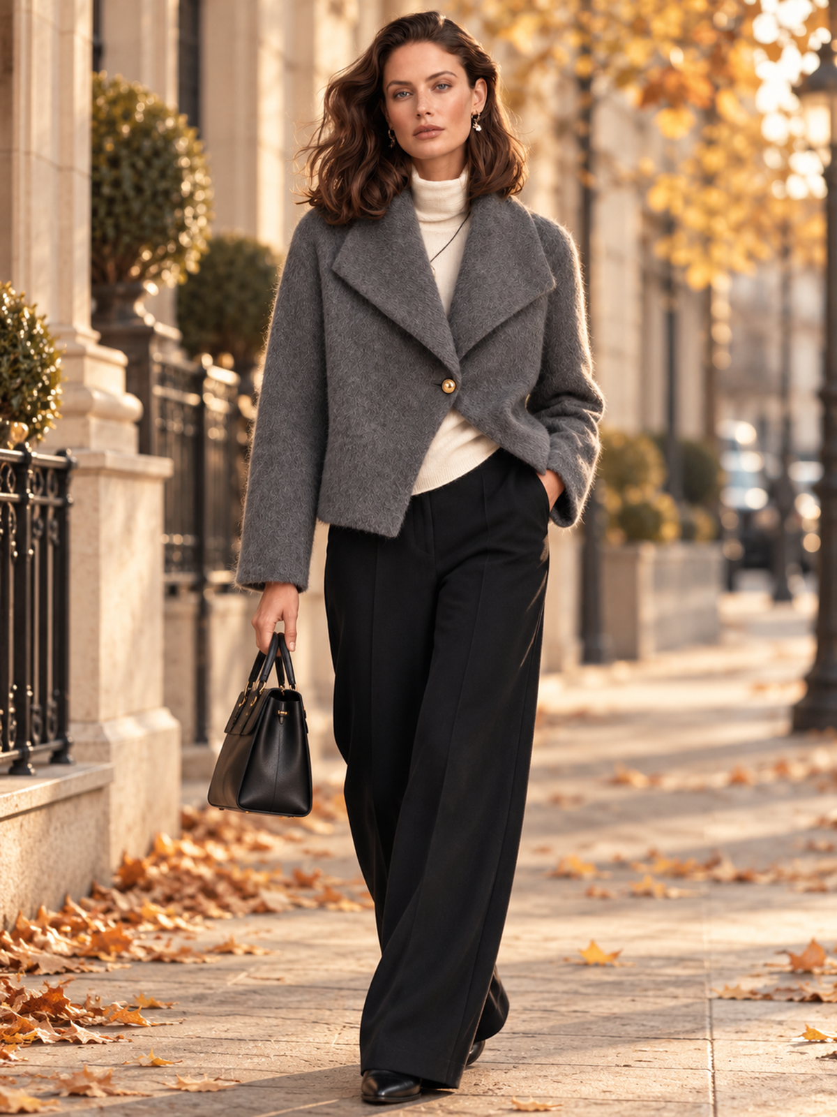 Charcoal Gray Notched-Lapel Wool Jacket