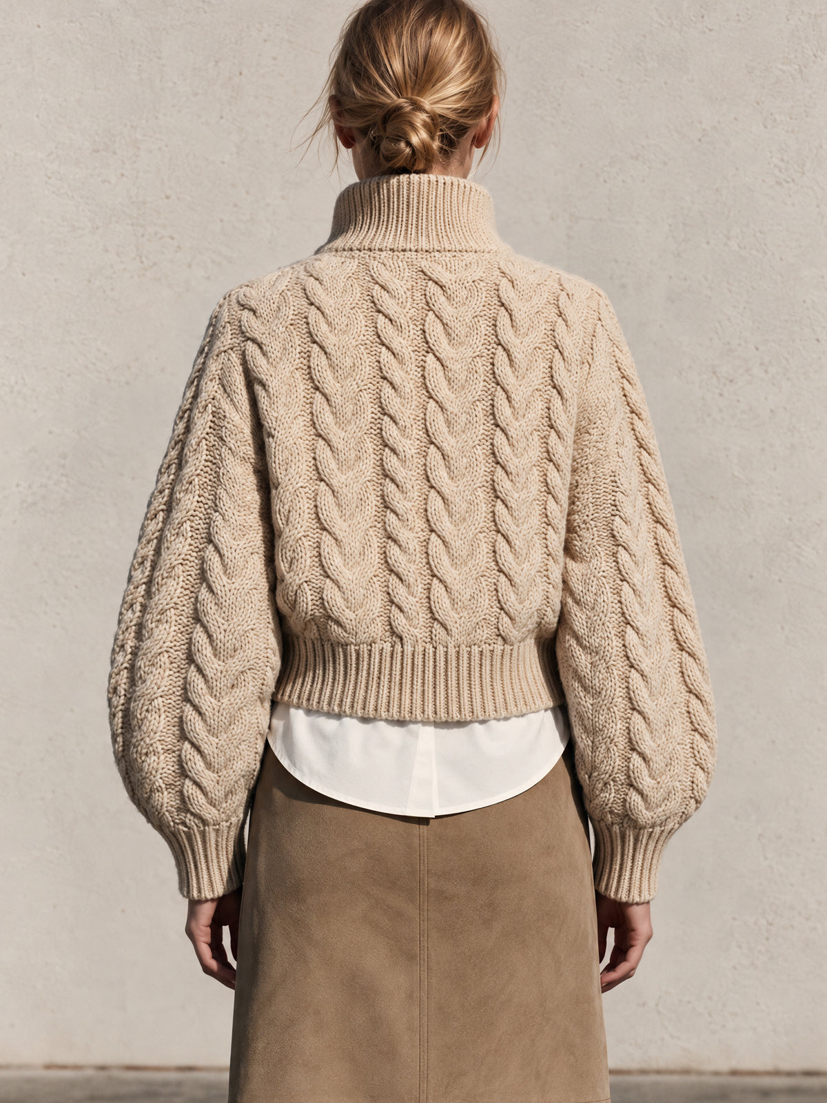 Cable Knit Zip-Up Sweater Jacket Cardigan