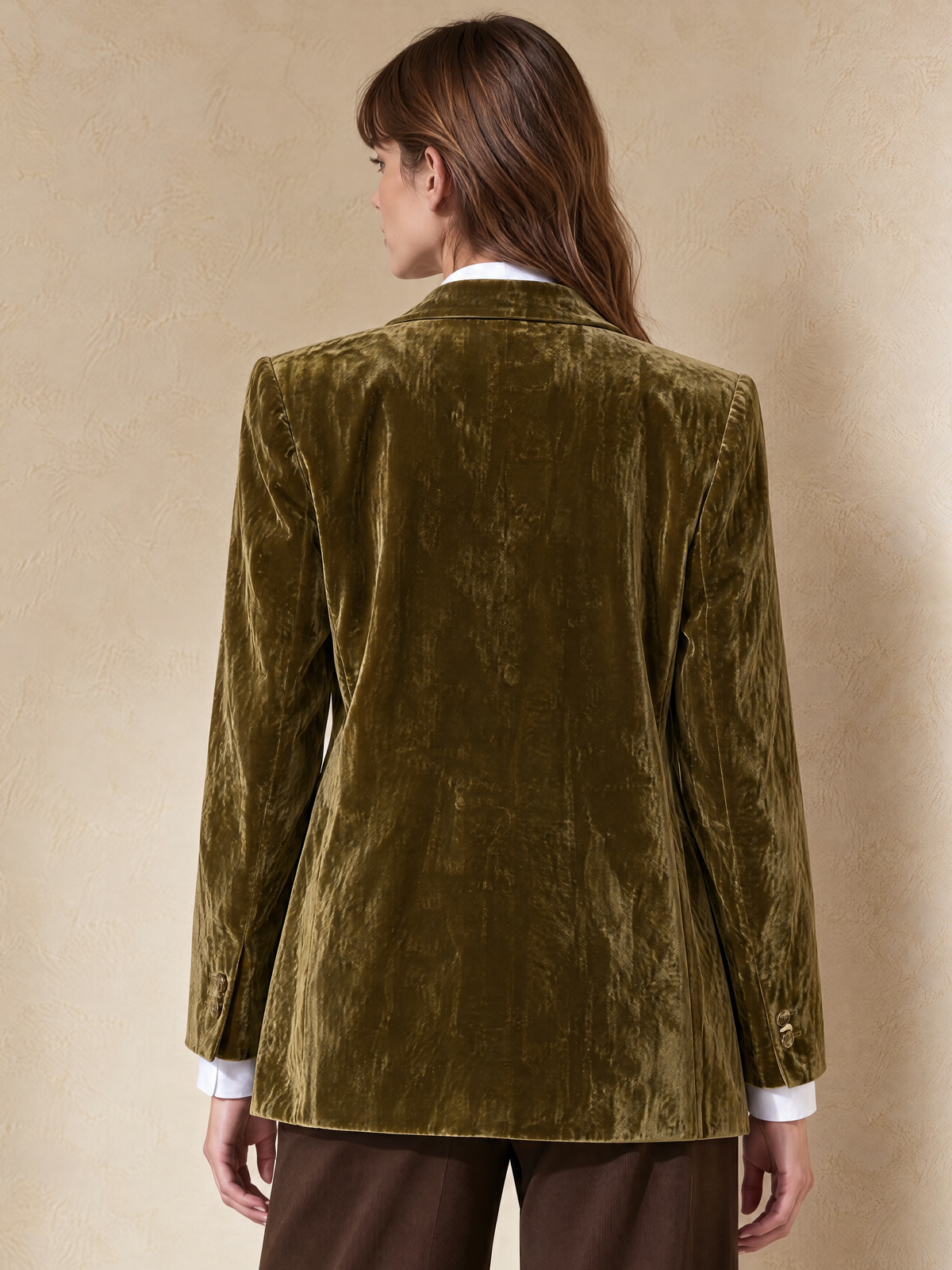 Olive Green Velvet Blazer With Zebra Print Contrast Lapels