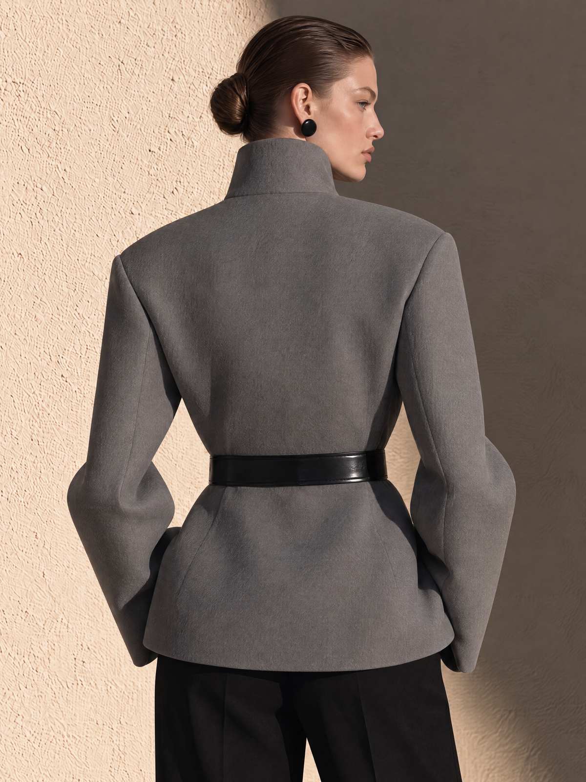 Charcoal Gray Asymmetric Wool Coat