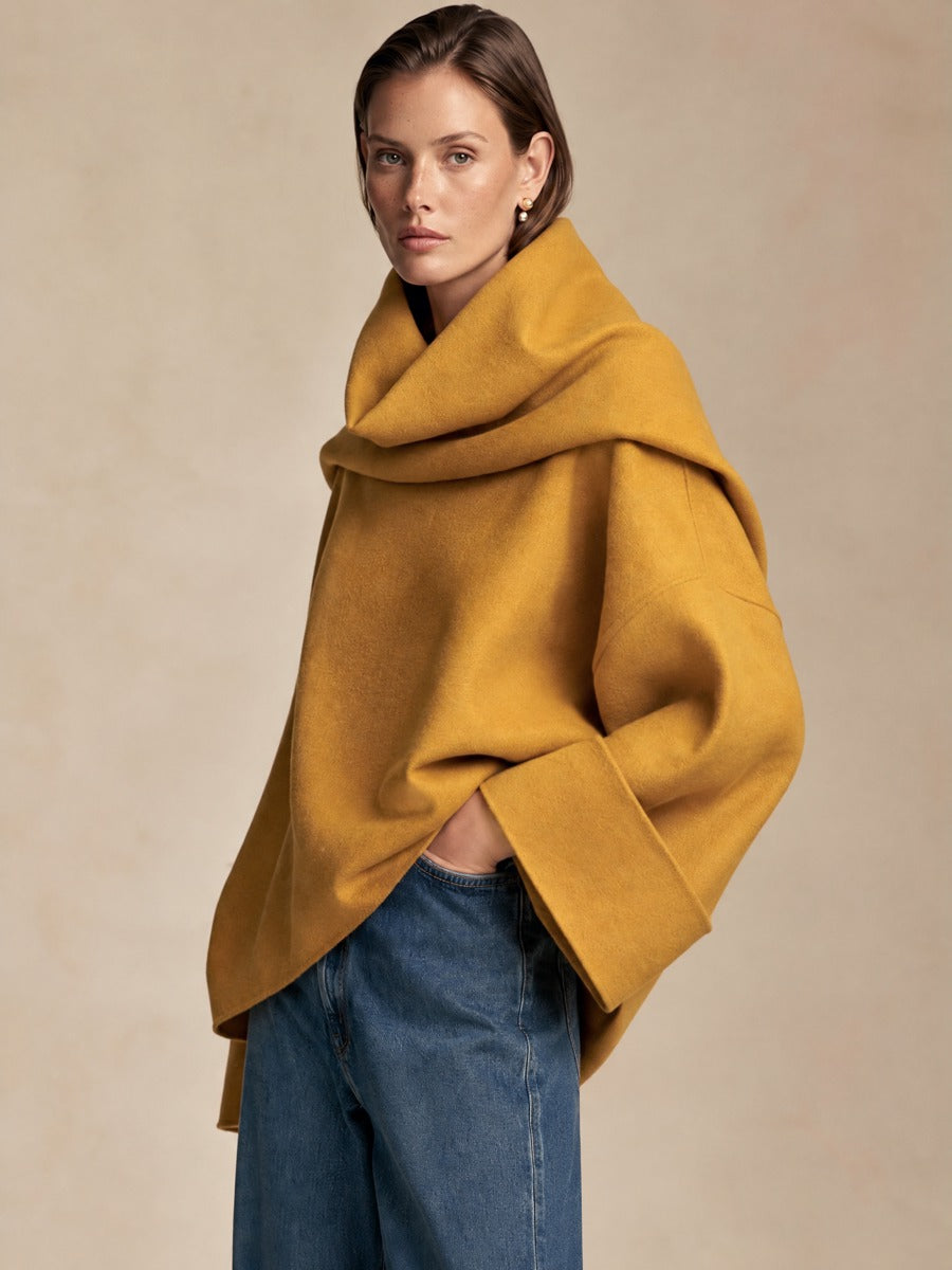 Mustard Wrap Collar Top