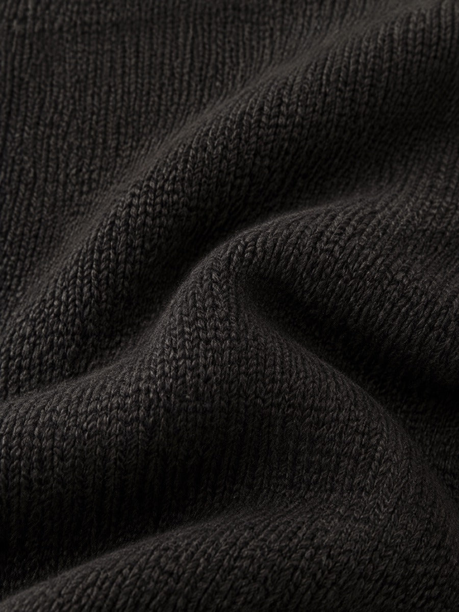 Charcoal Gray High-Neck Balloon Sleeves Knit Sweater