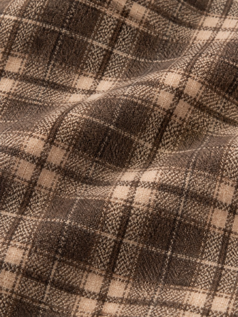 Coffee Brown Vintage Plaid High Waist Straight Wool Blend Midi Skirt