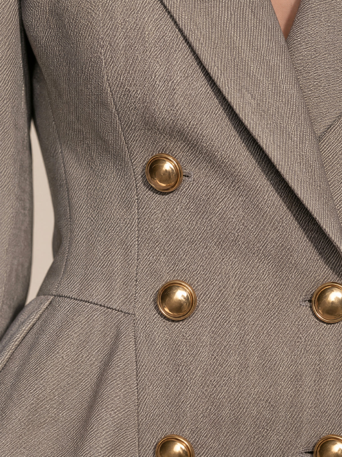 Grey White Collared Herringbone Jumpsuit