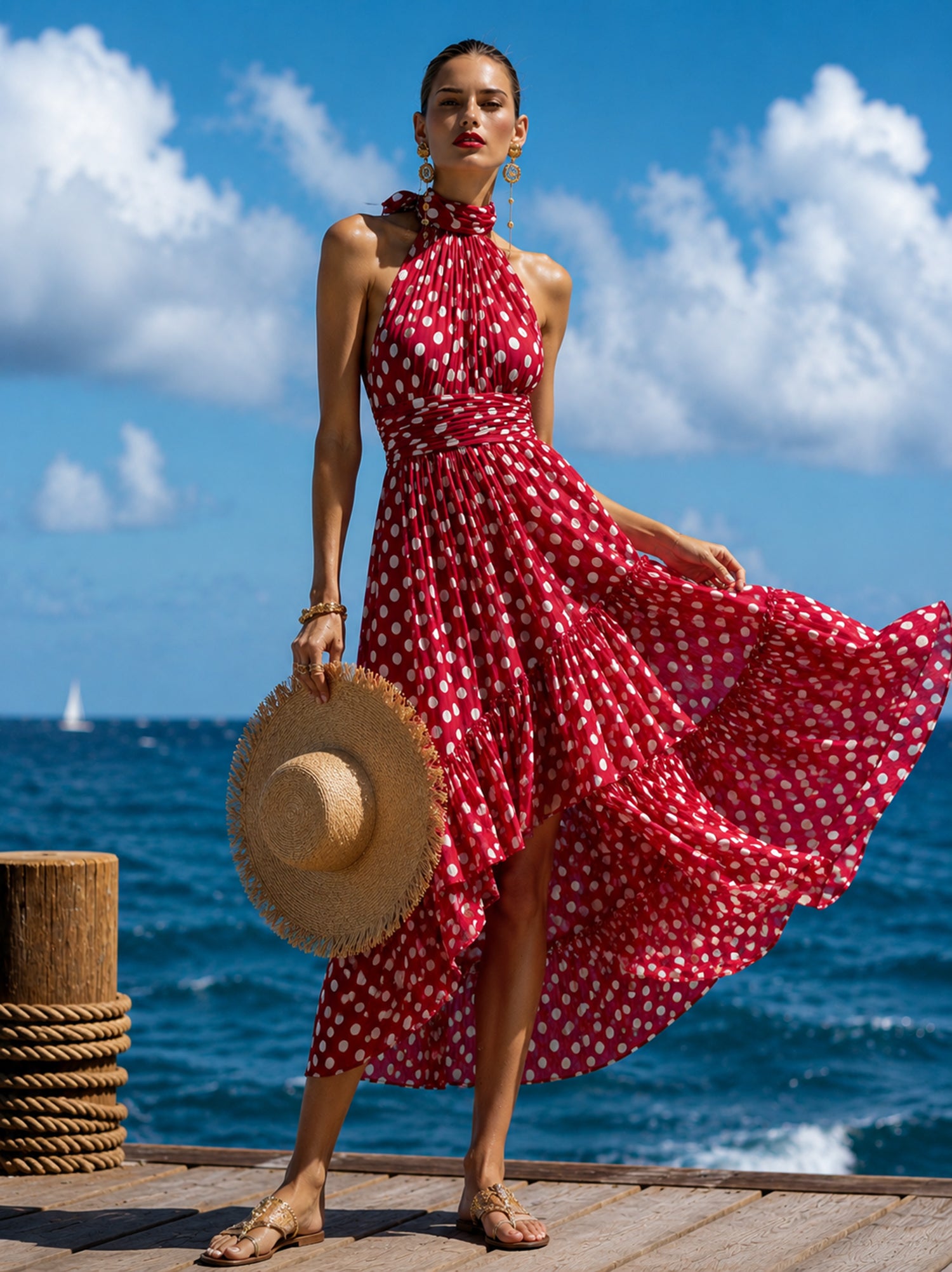 Vintage Polka-Dot Halter Dress | A Perfect Blend Of French Romance And Elegance