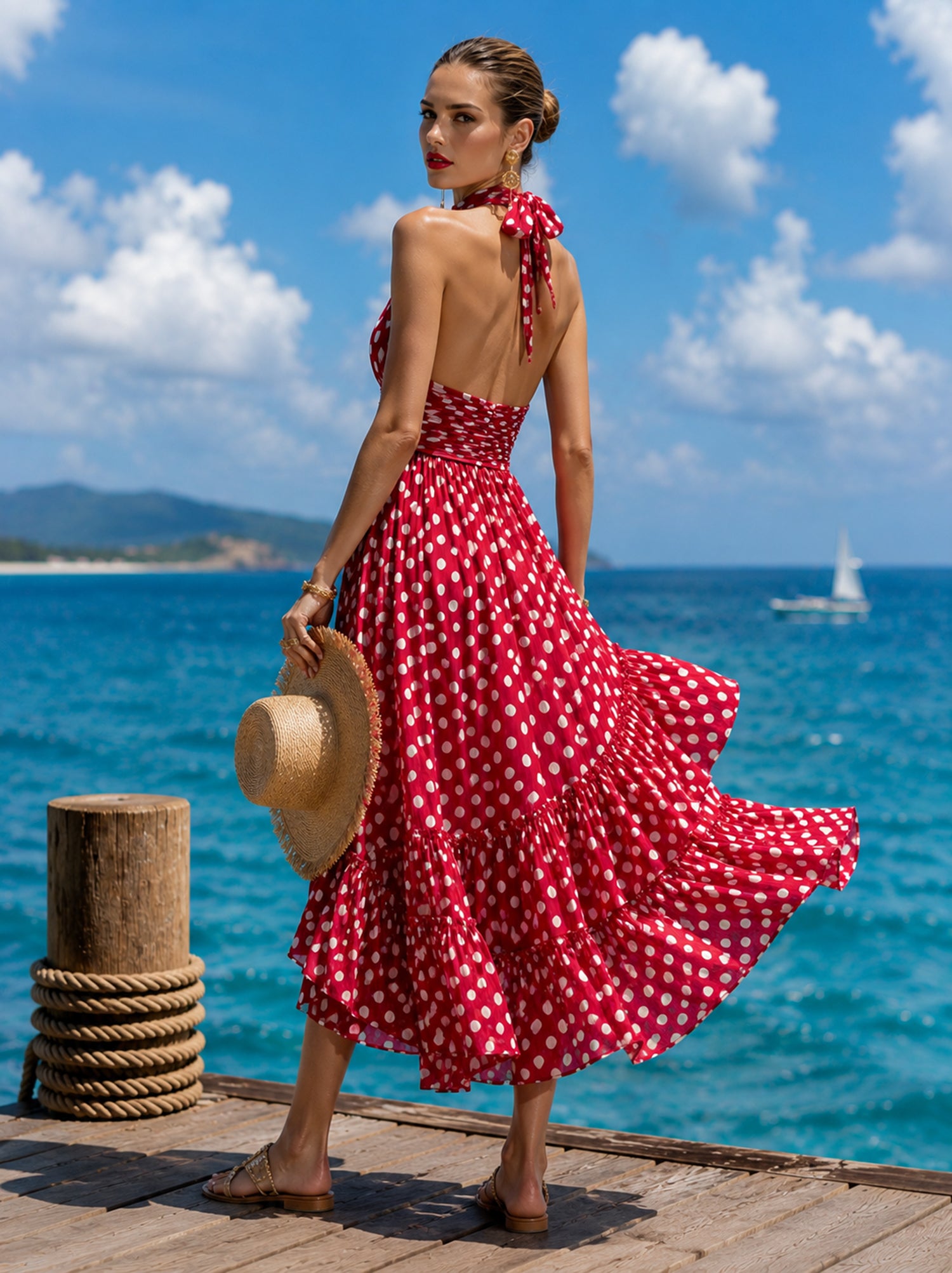 Vintage Polka-Dot Halter Dress | A Perfect Blend Of French Romance And Elegance