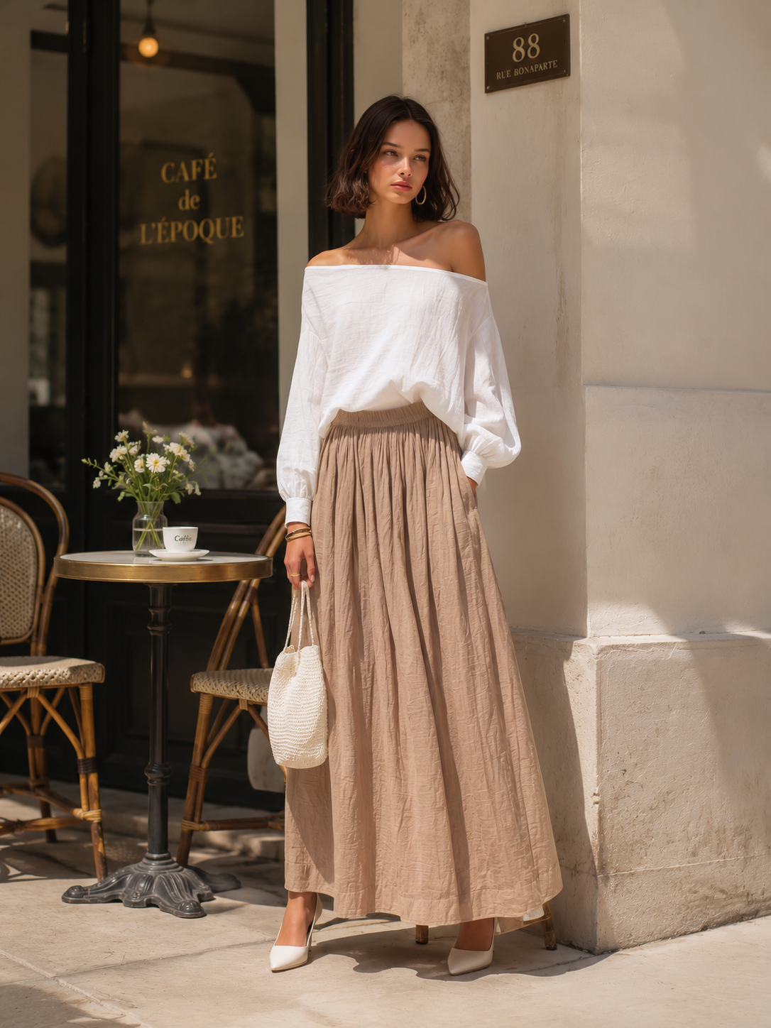 Elegant Off-shoulder Linen Set