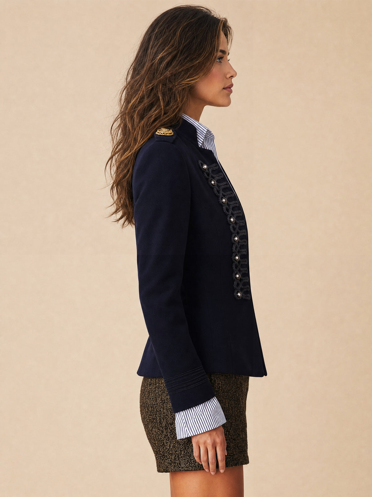 Tailored Jacket Braided Trim Outerwear