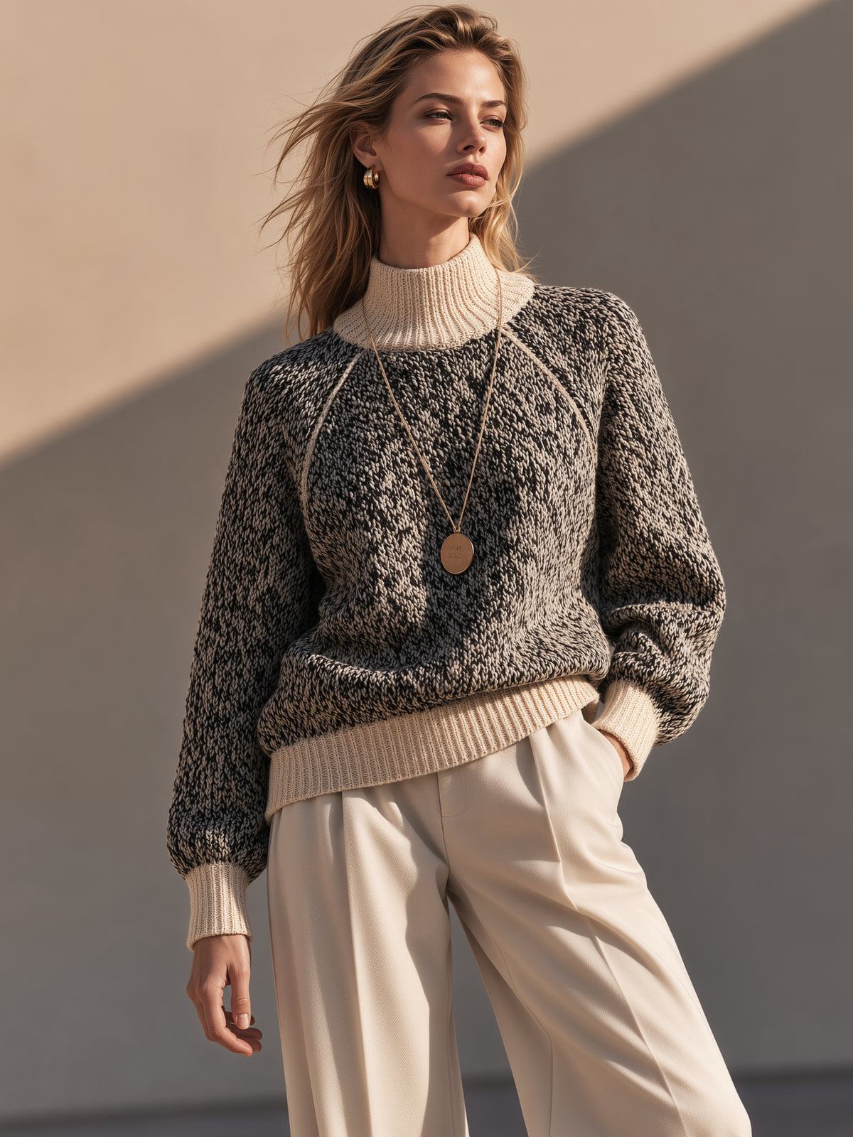 Marled Yarn Turtleneck Sweater Knitwear