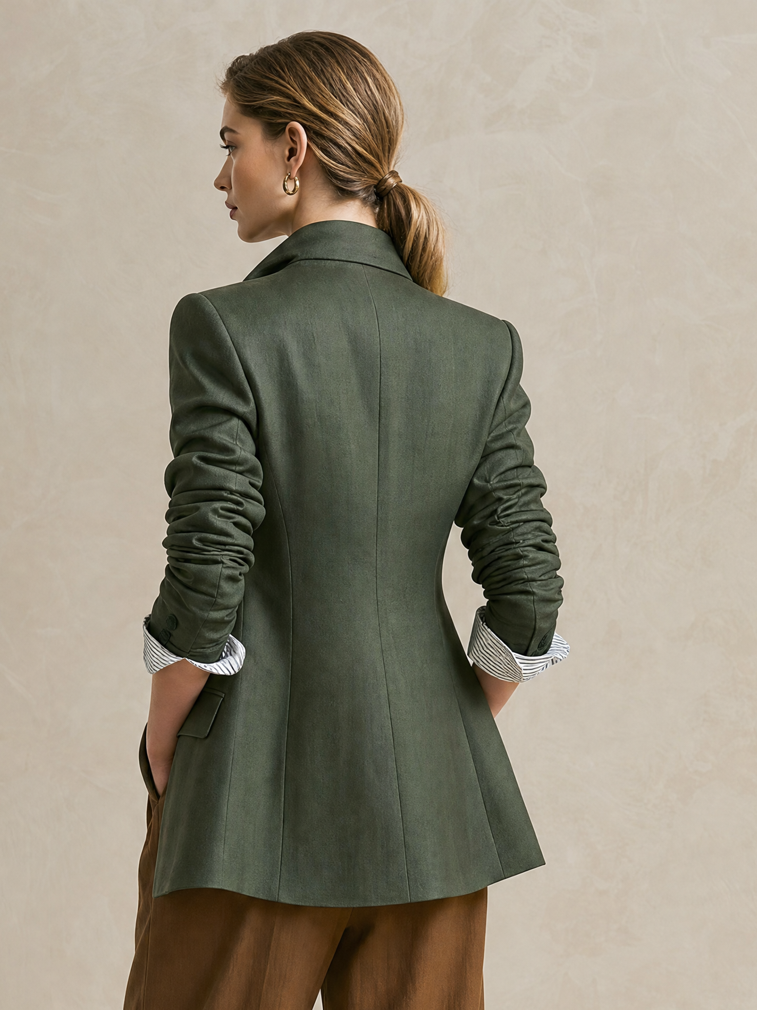 Elegant Forest Green Double-Breasted Blazer