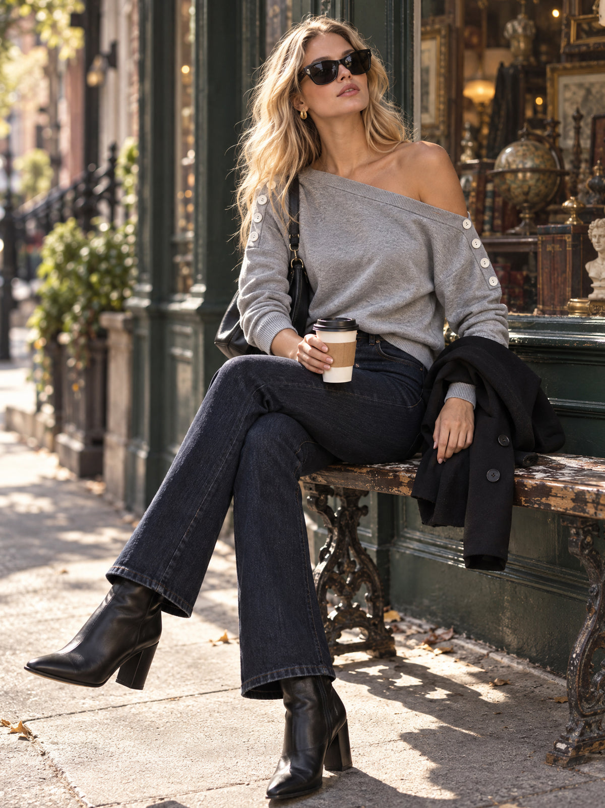 Heather Grey Boat Neck Knit Sweater