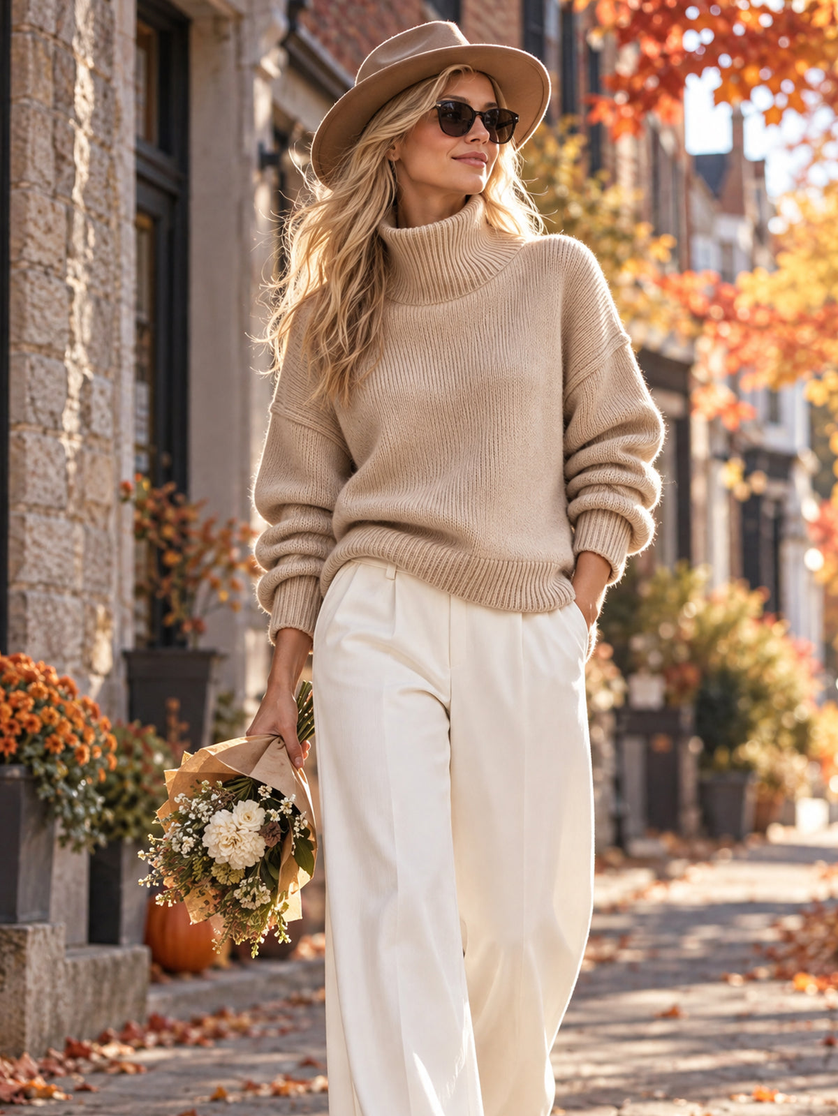 Relaxed Ribbed Turtleneck Sweater Pullover