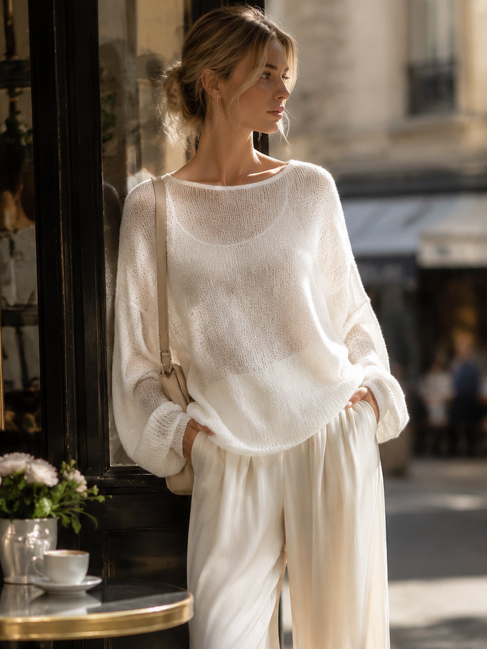Elegant Long Sleeve Knit Oversized Sweater Early Autumn