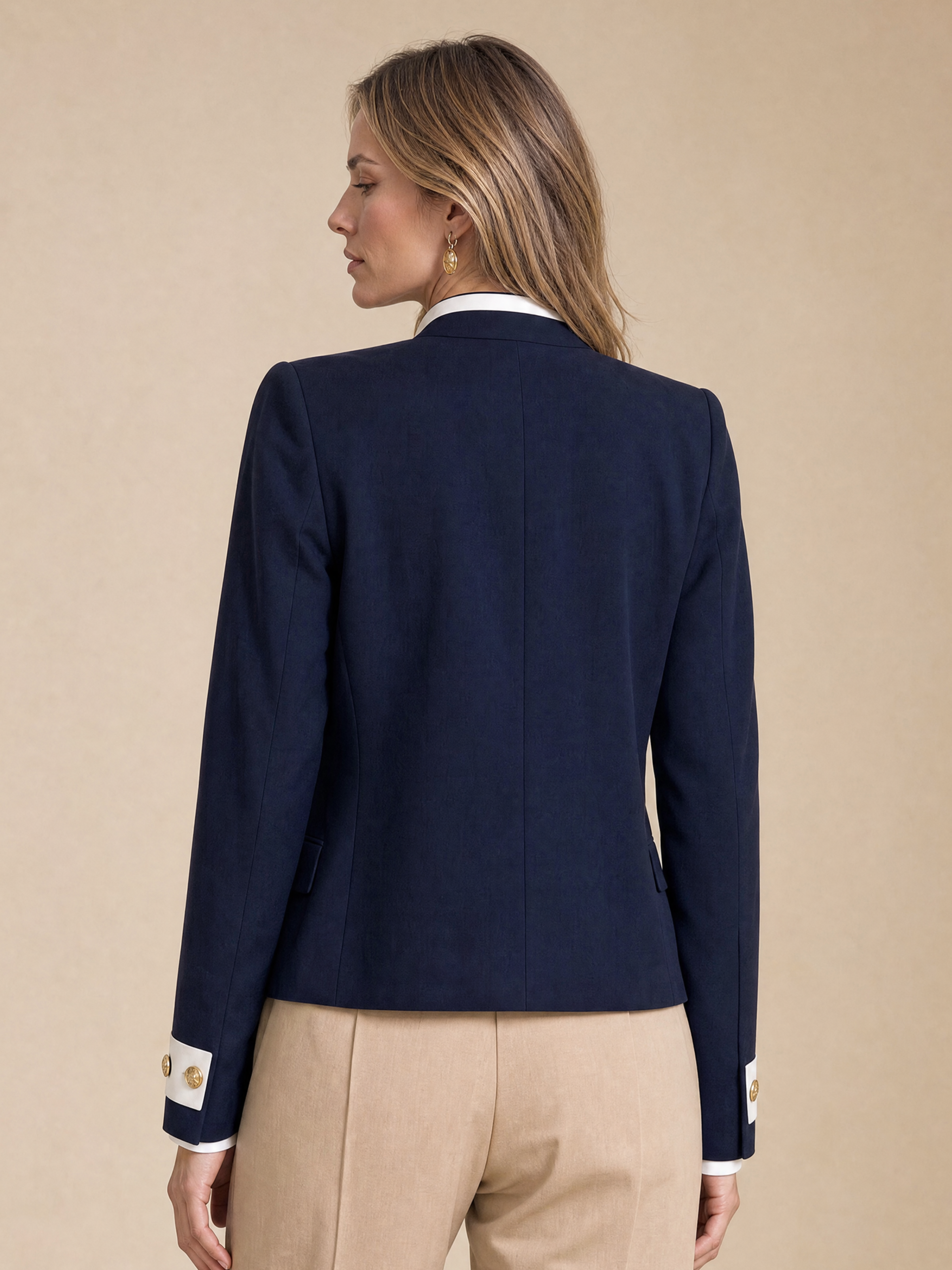 Elegant Navy & Ivory Contrast Napoleon-Inspired Jacket