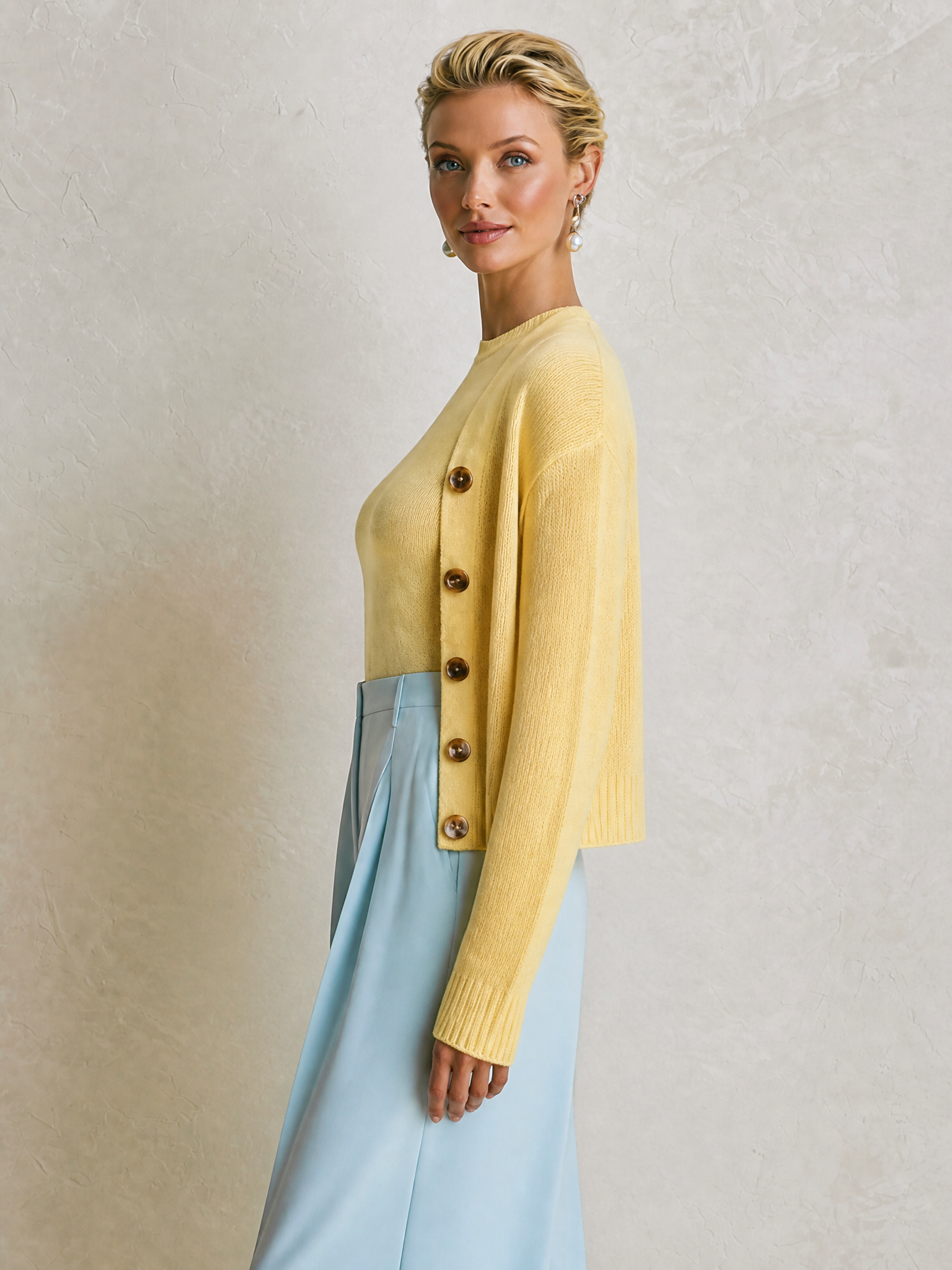 Elegant Knit Short‑Sleeve Top & Button‑Front Knit Cardigan Set