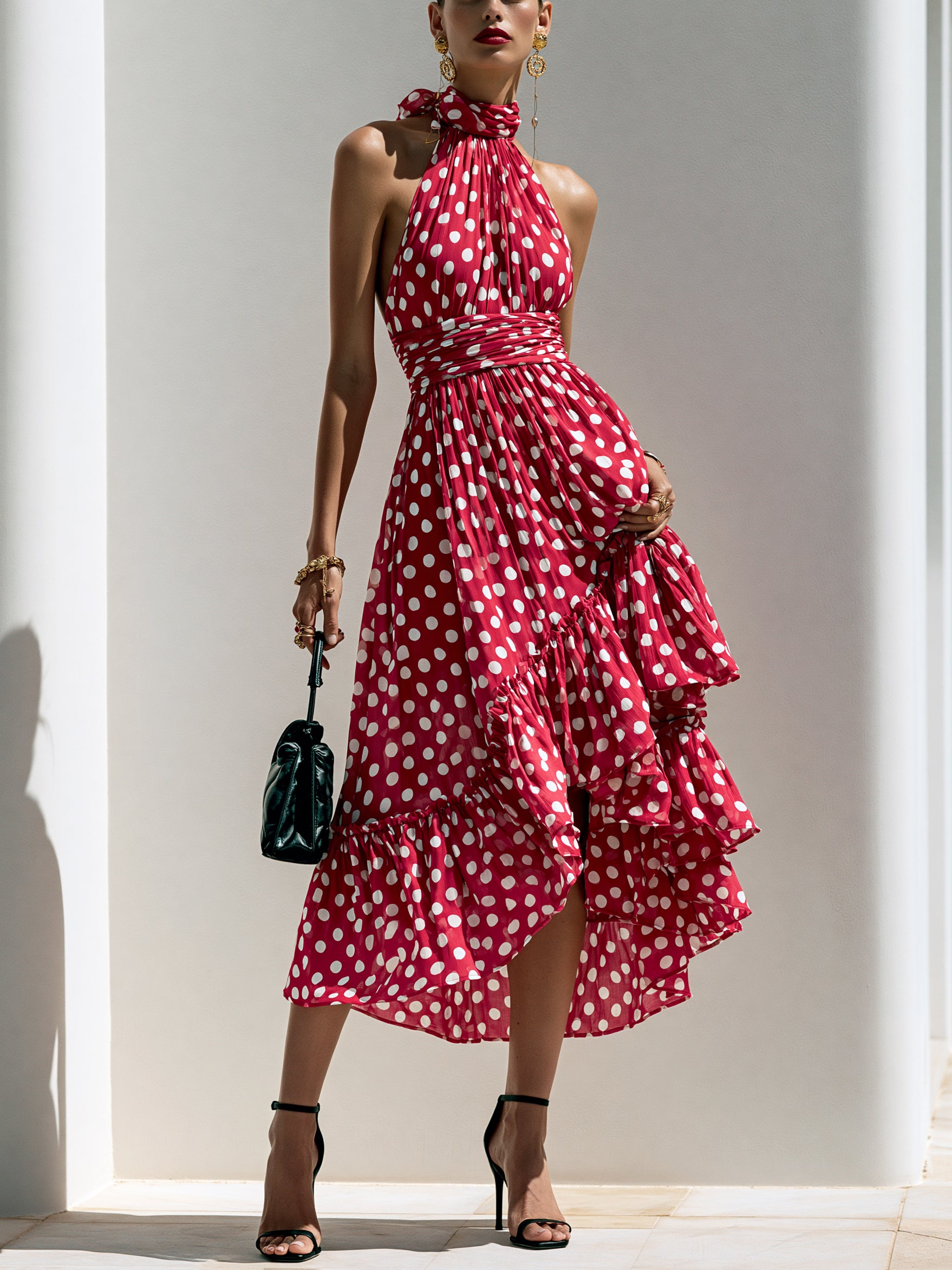 Vintage Polka-Dot Halter Dress | A Perfect Blend Of French Romance And Elegance