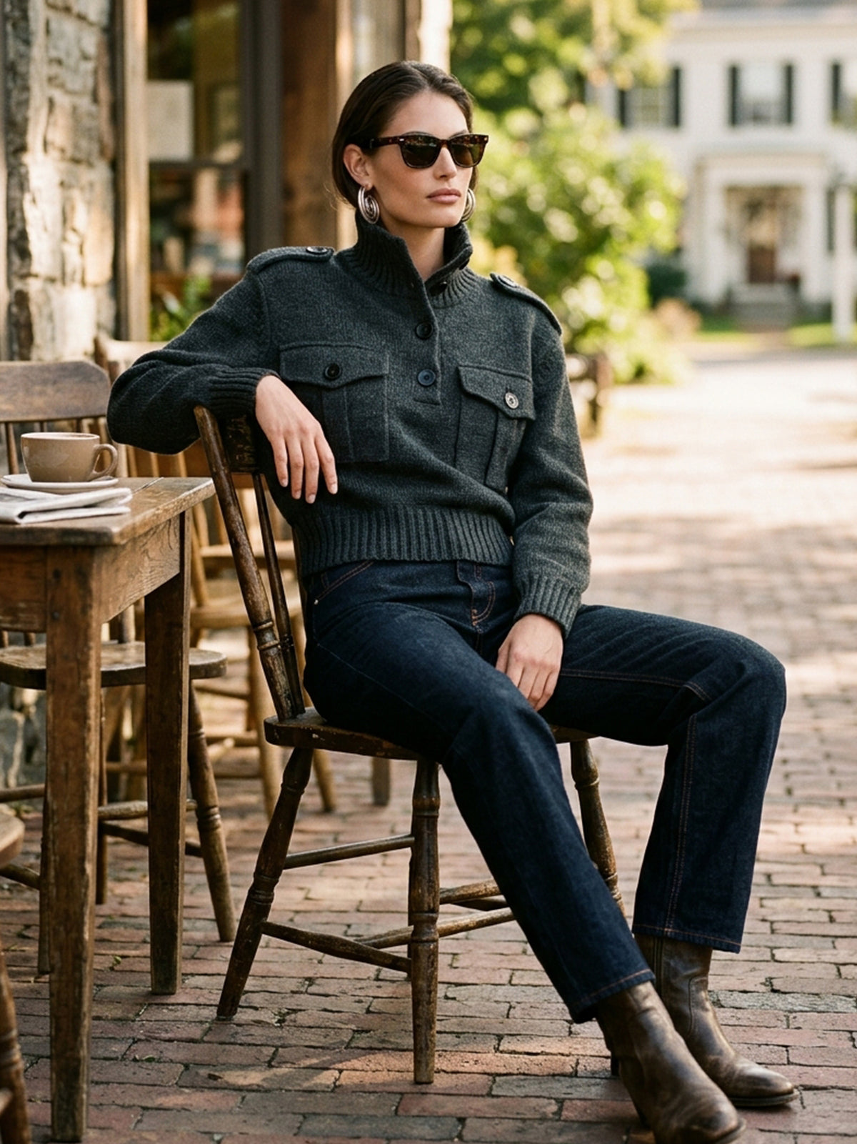 Charcoal Grey High Neck Knit Pullover Sweater