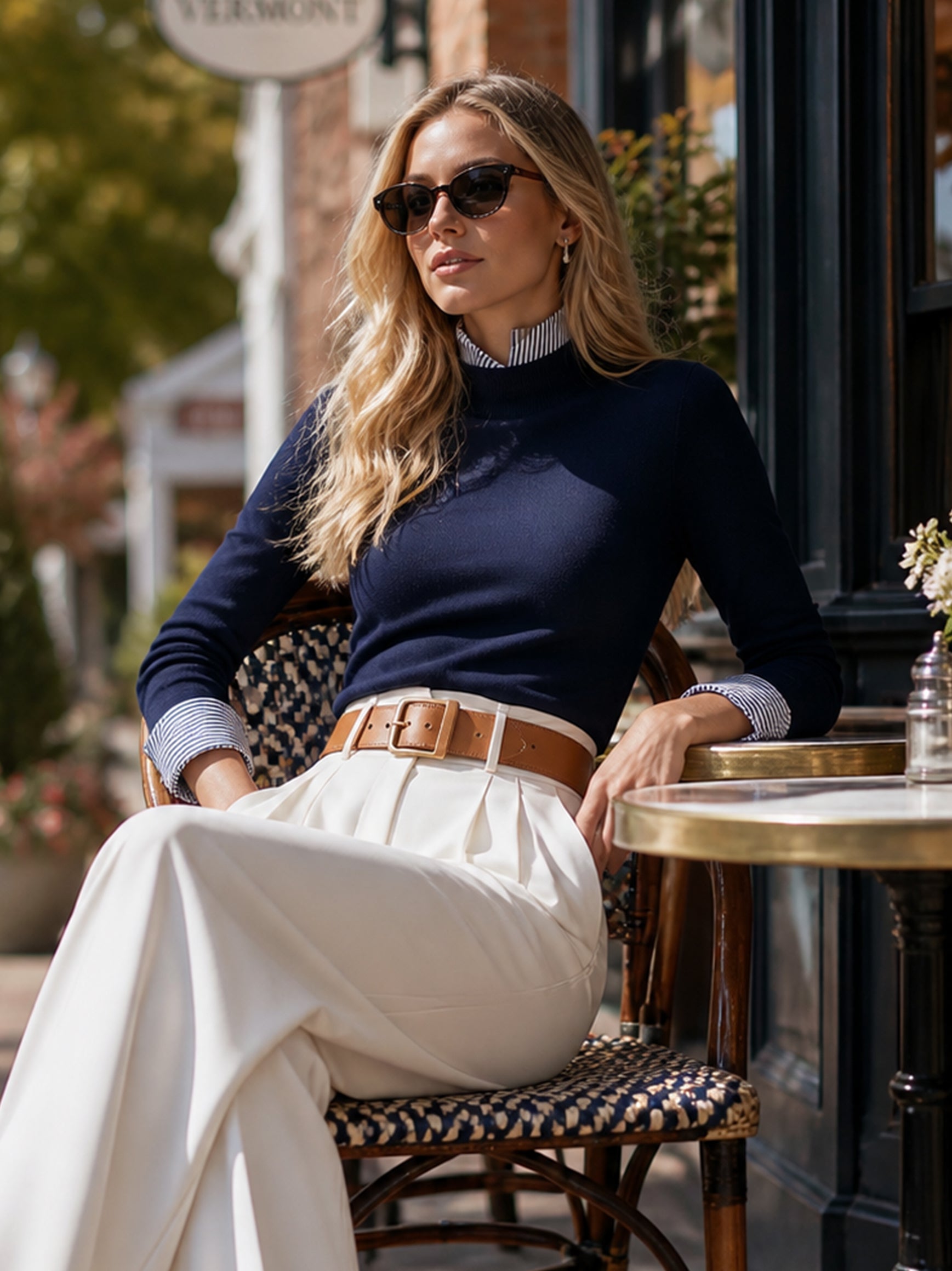Mock‑Neck Faux‑Layer Knit Sweater