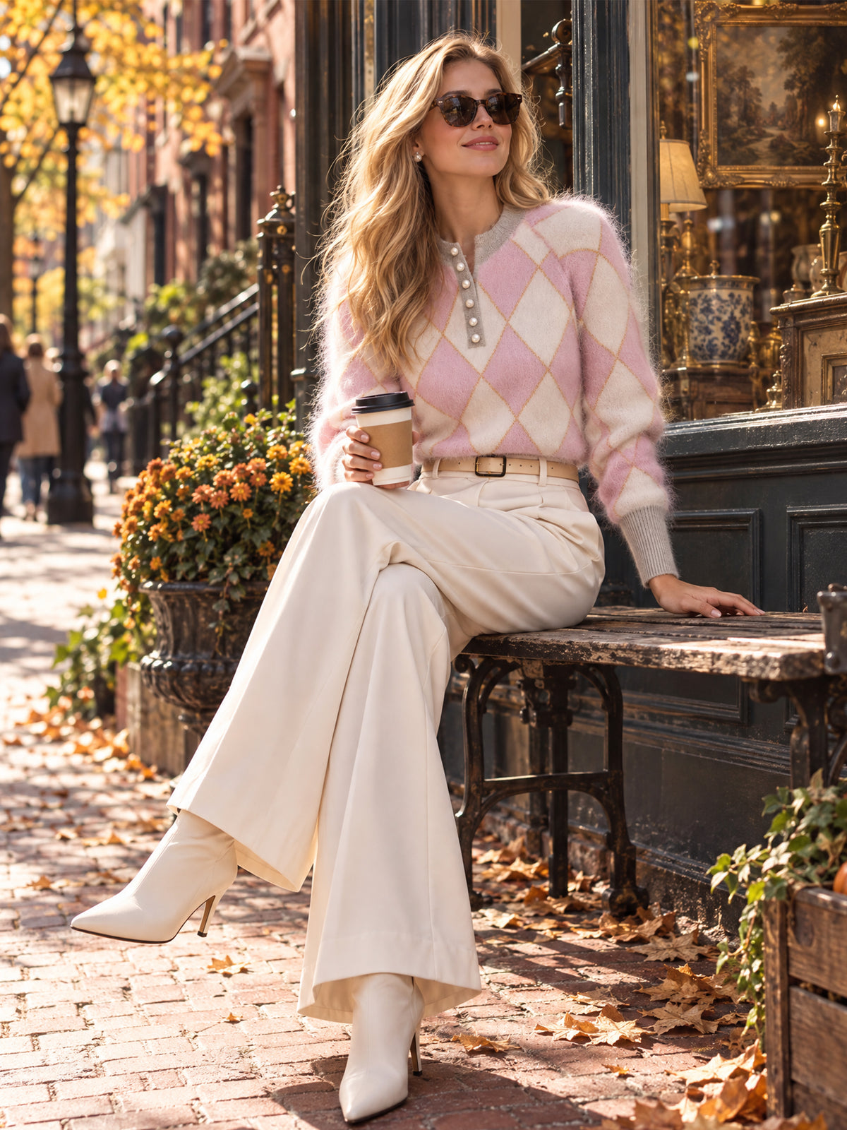 Argyle Mohair Blend Sweater Knitwear